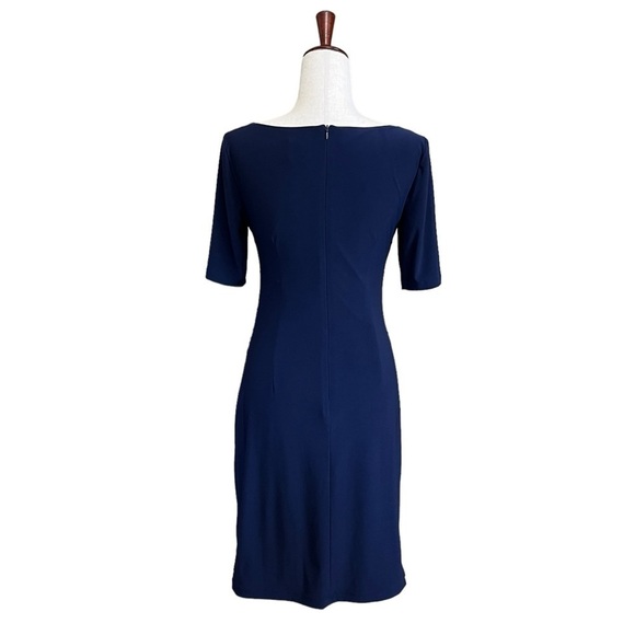 Vince Camuto 1/2 Sleeve Ruched Waist Knee Length Dress. Navy Size 6 #1356 - Picture 3 of 7